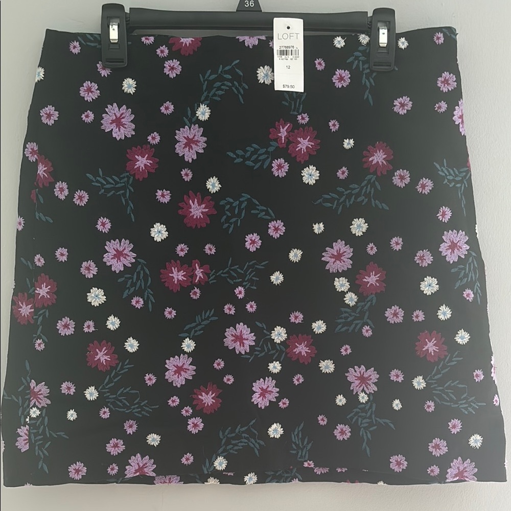 LOFT Black and Pink Mini Pencil Skirt Cocktail